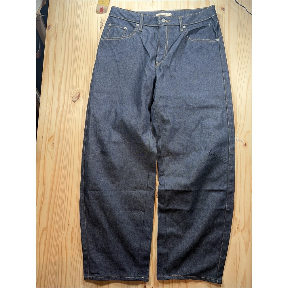 Levi's Baggy Dad Barrel Jeans Womens Size 32 Dark Indigo Blue High Rise Denim
